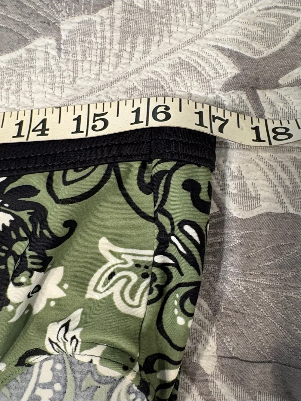 Olive Green Paisley Halter Tankini Set with Black Trim
